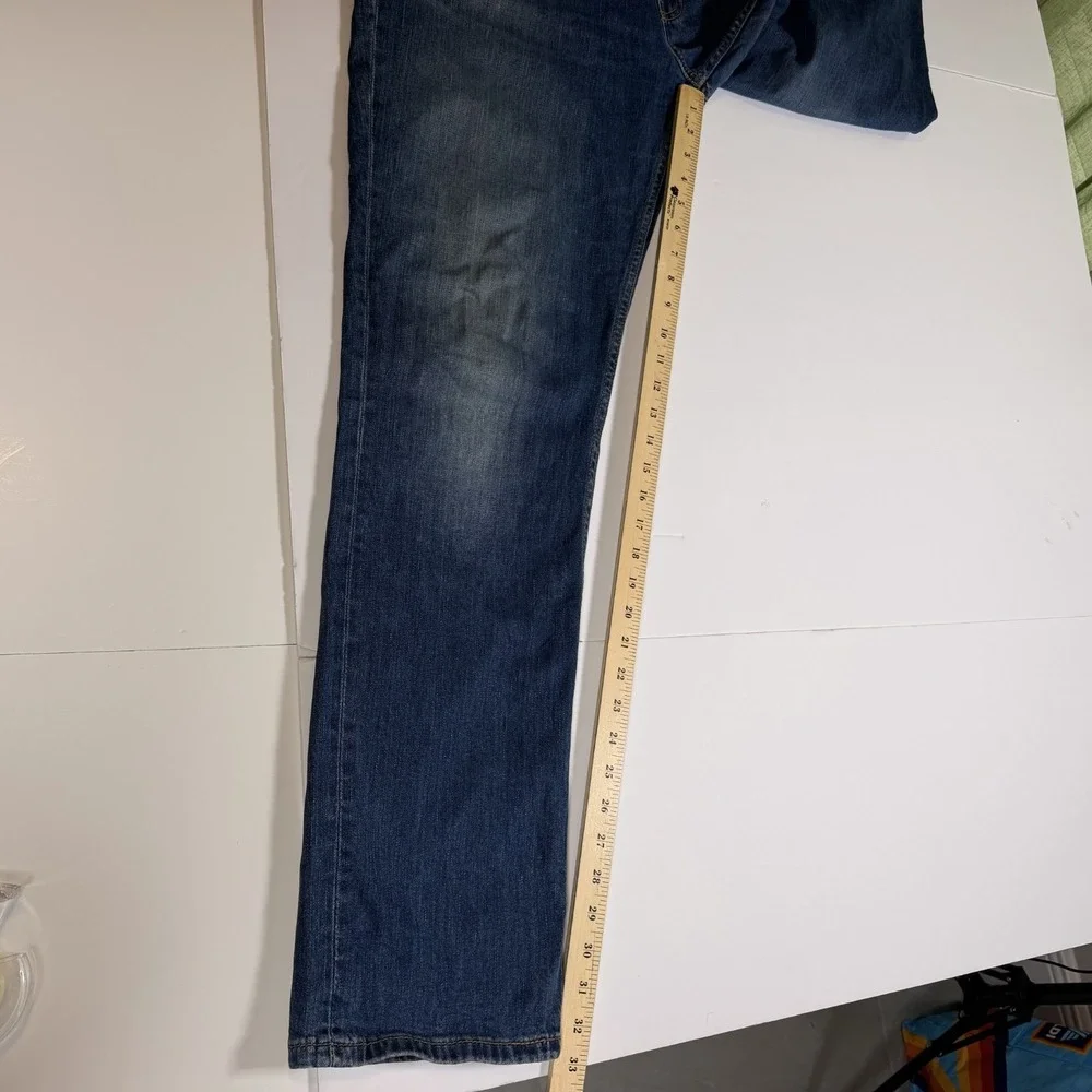 Levi's 511 Jeans Mens 38x34 Blue Denim Whiskered Stretch Distressed Straight Leg